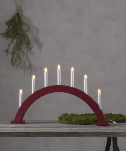 TRAPP Träljusstake 7L 34cm Båge Röd