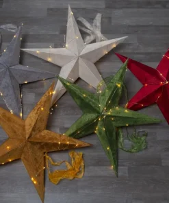 VELVET Pappersstjärna 60cm 40LED Guld