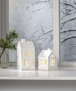 VINTER Inomhusdekoration Hus Batteri 22,5cm Vit