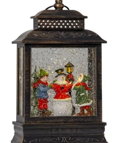 VINTER Lykta med Barn & Snögubbe 27cm Brons
