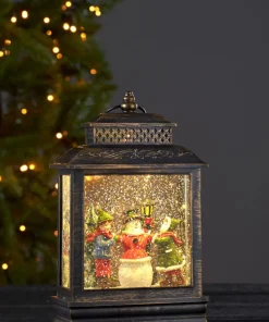 VINTER Lykta med Barn & Snögubbe 27cm Brons