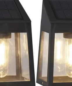WALLY FILAMENT Solcells-vägglykta 2-Pack 13,5cm Svart