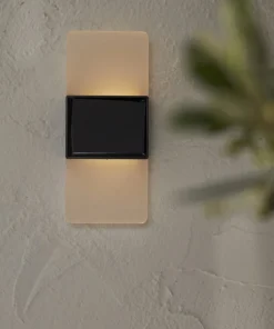 WALLY FROST Solcells-vägglykta 14cm Svart/Vit IP44