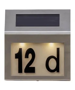 WALLY Husnummerskylt Solcell 20cm Silver