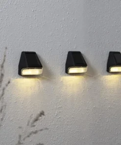 WALLY MINI 3-Pack Solcells-vägglykta 7,5cm Svart Varmvit IP44