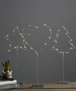 WIRY GRAN Bordsdekoration 16cm 12LED Grå