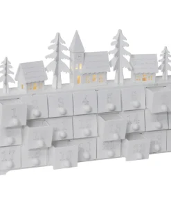 YULETIDE Adventskalender Stugby 22,5cm Vit